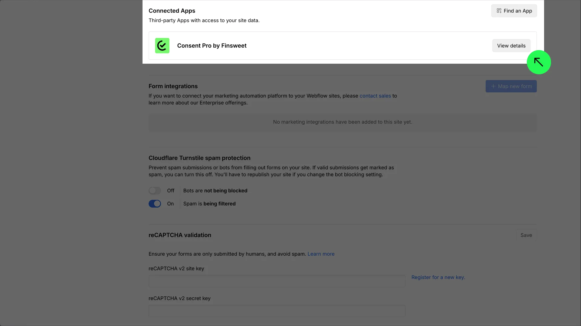 Connected Apps list — View details for Consent Pro